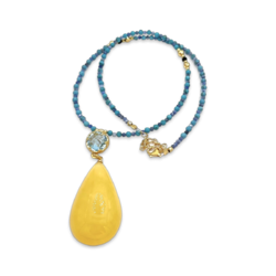 Necklace with amber and topaz