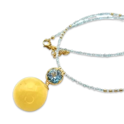 Намисто з бурштином і топазом