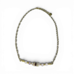 Collier avec ambre cerise facetté et améthyste lavande