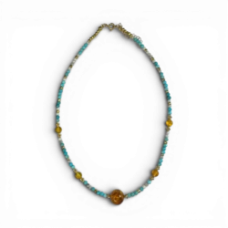 Collier avec ambre citron, howlite et turquoise