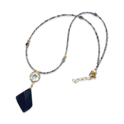 Necklace with black amber and topaz