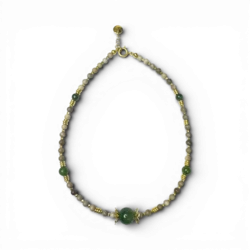 Collier avec jade vert et silex rayé
