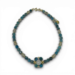 Collier avec quartz rose, labradorite et apatite