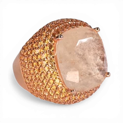 Pavé Doppel-Champagner-Rosenring