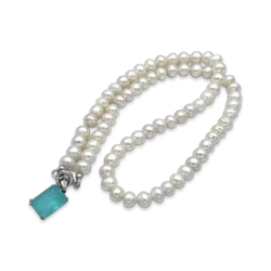 Pearl necklace with paraiba pendant