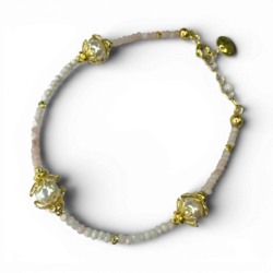 Perles, bracelet en opale rose