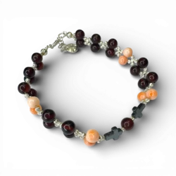 Rosa Koralle Bernstein Kirsche, Hämatit Armband