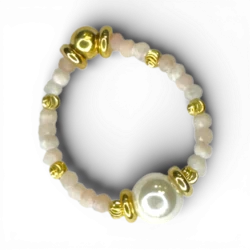 Anillo de ópalo rosa y perla