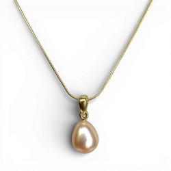 Pink Pearl gold plated silver pendant