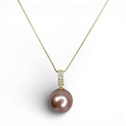 Pink Pearl gold plated silver necklace