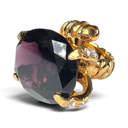 Purple Zircon Ring — Gold-Plated Brass