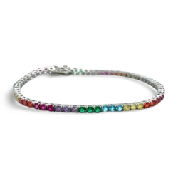 Pulsera Tenis Arcoiris Plata