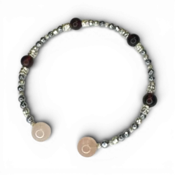 Rosenquarz, Bernstein-Kirsche, Hämatit-Armband