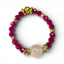 Anillo de cuarzo rosa y rubí