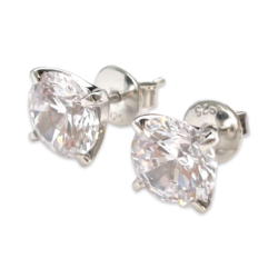 Round Silver Studs with zircons 7 mm