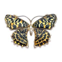 Silver amber brooch pendant Butterfly