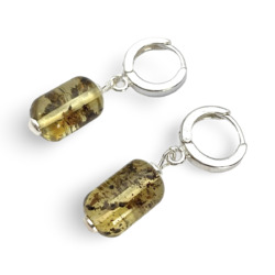 Silver amber earrings