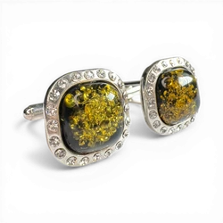 Silver cufflinks with amber