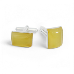 Silver cufflinks with amber