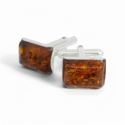 Silver cufflinks with amber