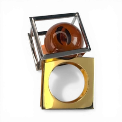 Silver gold plated amber ring