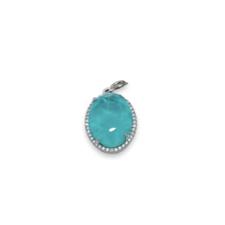 Silver pendant with paraiba and zircons