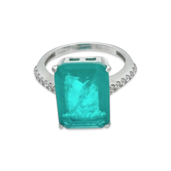 Anillo con Paraiba y Circonitas