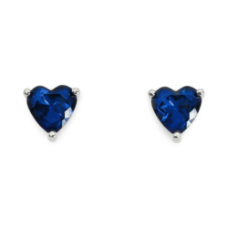 Silver Zircon Earrings Hearts