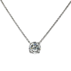 Single Round Cut Silver Necklace