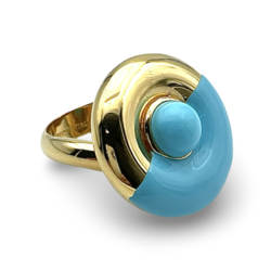 Turquoise and gilded silver ring