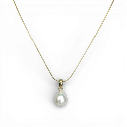 White Pearl gold plated silver necklace