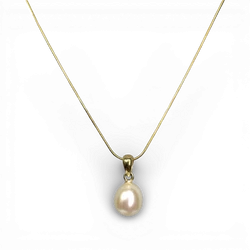 Pendentif en argent plaqué or White Pearl