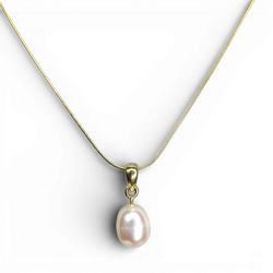 White Pearl gold plated silver necklace