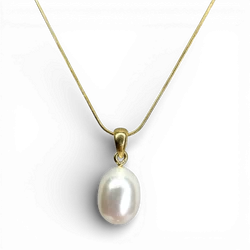 Pendentif en argent plaqué or White Pearl