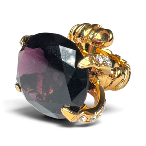 Purple Zircon Ring — Gold-Plated Brass