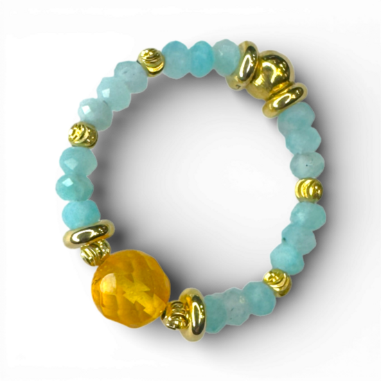 Amber lemon faceted, amazonite