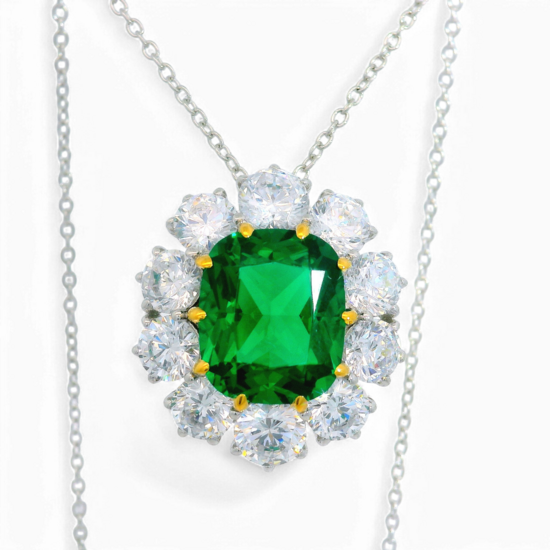 Collar de esmeraldas y diamantes artificiales