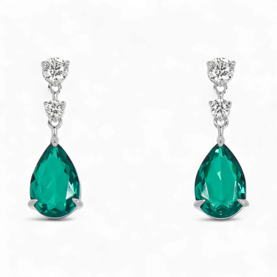 人造绿宝石吊坠耳环
