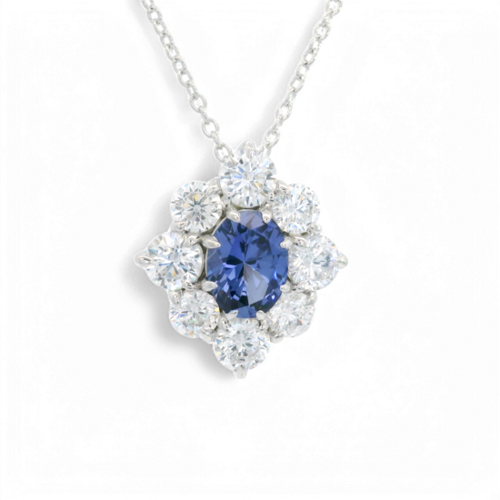Artificial Sapphire and Diamond Necklace