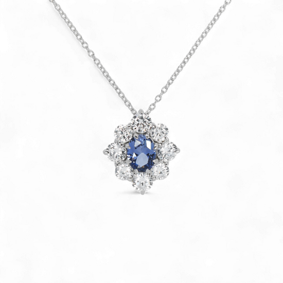 Намисто зі штучного сапфіру та діамантів