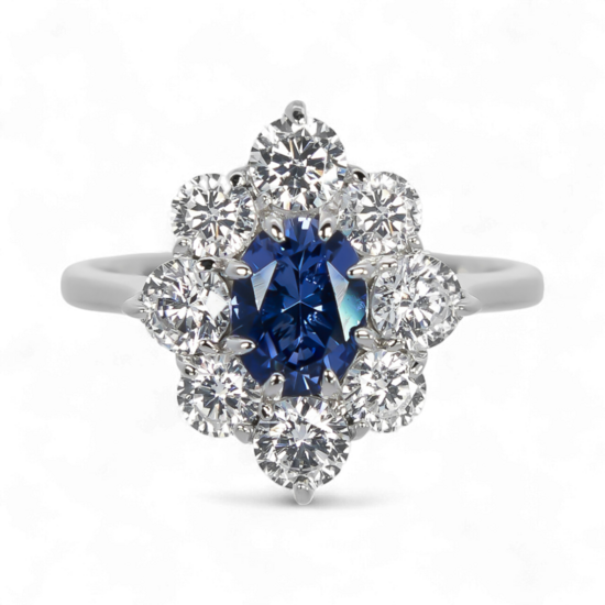 Künstlicher Saphir- und Diamantring