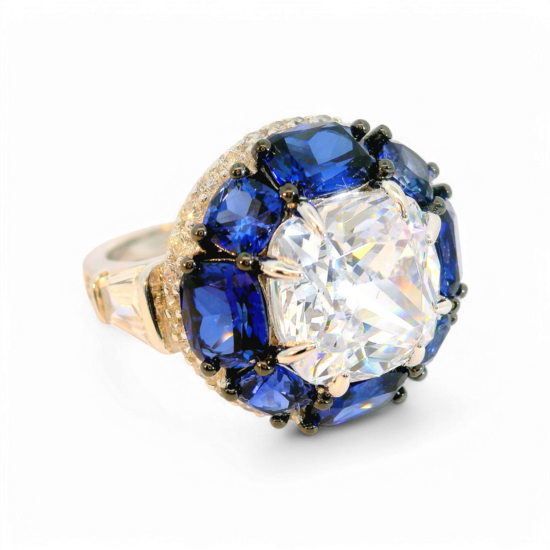 Anillo de piedra preciosa azul