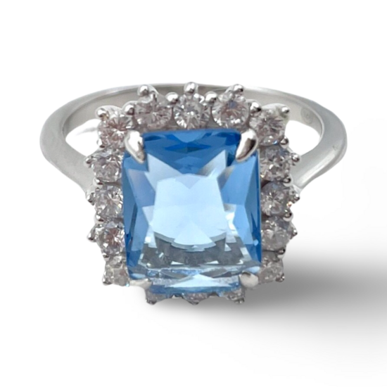 Cushion Cut Silver Ring