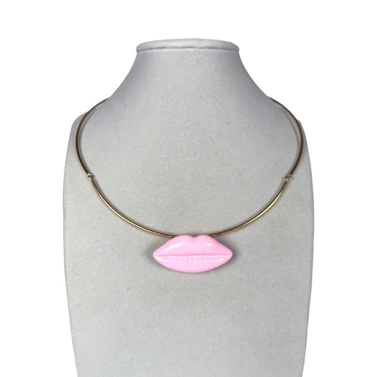 Dali Pink Lips Necklace — Gold Plated 925 Sterling Silver