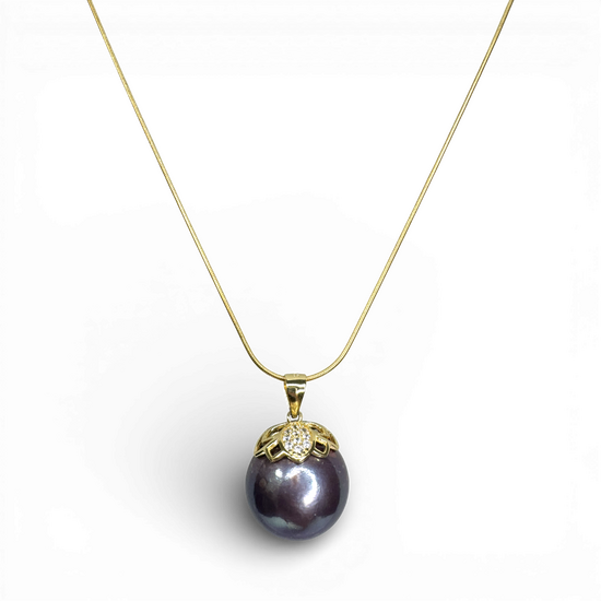 Темна перлина золочений срібний кулон