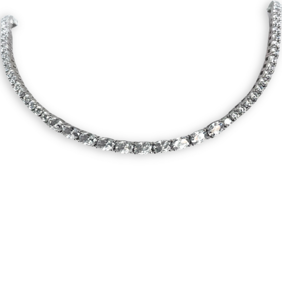 Срібне кольє з цирконами