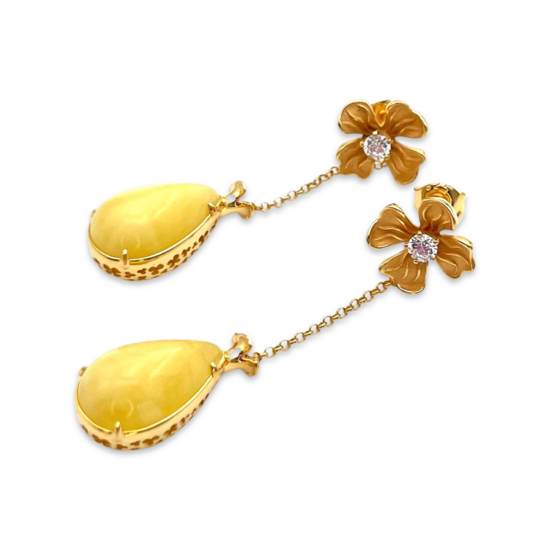 Boucles d'oreilles en ambre plaquées or