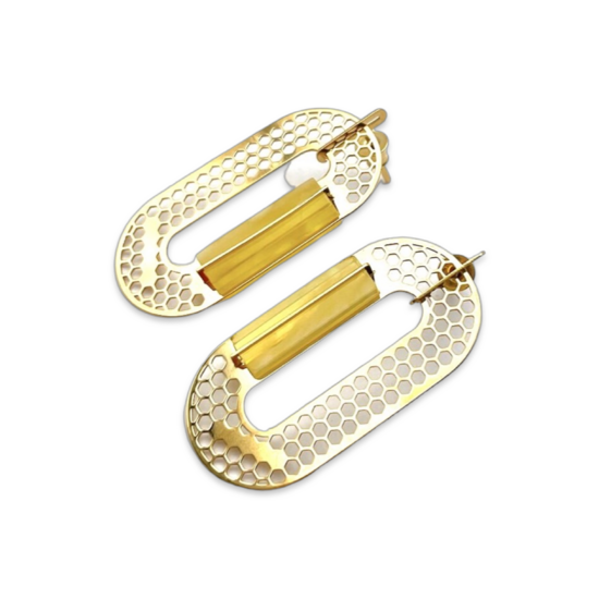 Mit Gold überzogene Bernstein-Ohrringe