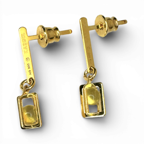 Boucles d'oreilles ambre plaqué or