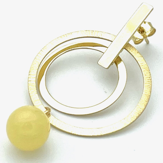 Золото платинові бурштинові сережки